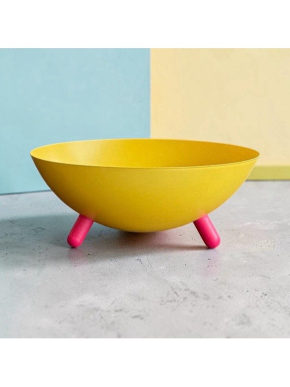 Vintage Ikea Postmodern Swedish Ps Series Yellow Pink Tripod bowl Ola Wihlborg